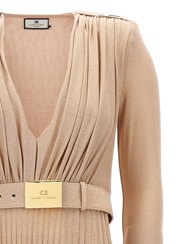 Elisabetta Franchi Long lurex dress - Beige - Women