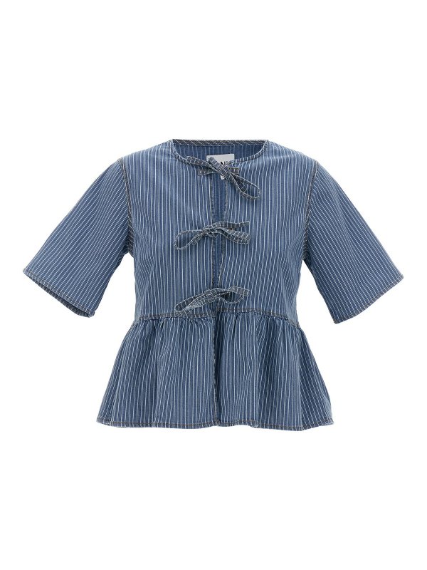 GANNI: ブラウス - ブラウス - ライトブルー