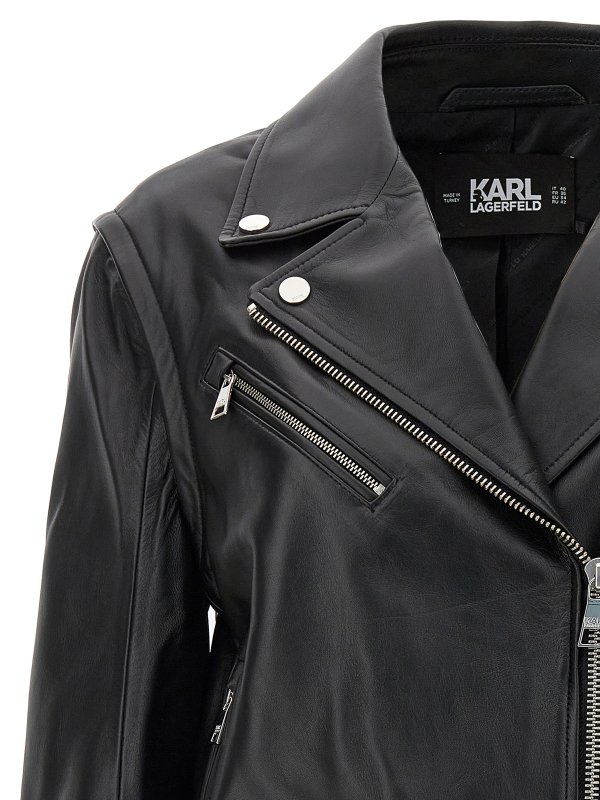 Leather biker jacket shop online: KARL LAGERFELD
