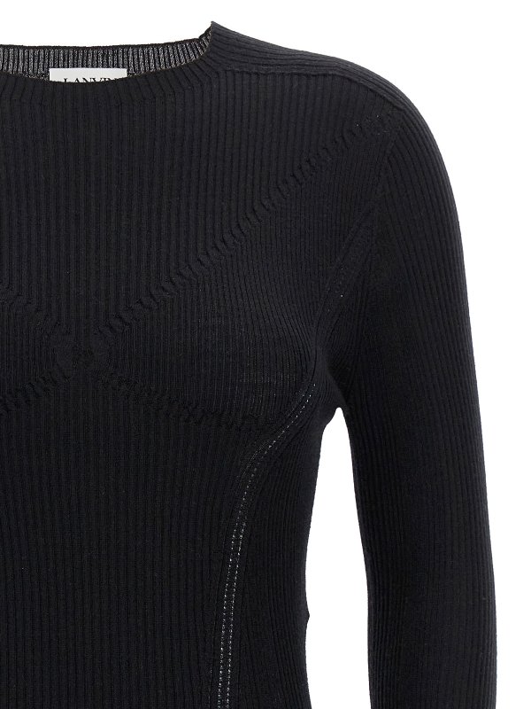 The Best Shops LANVIN: Strickpullover mit Rundhalsausschnitt - Rundhalspullover - Schwarz