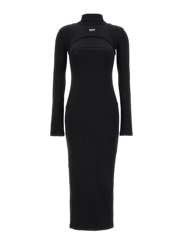 OFF-WHITE: knee length dresses - off stamp dress
