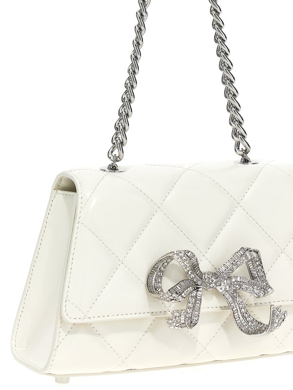 The Best Shops Self Portrait: shoulder bags - Cream quilted shoulder mini bow bag
