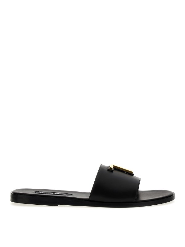 TOM FORD: flip flops - Logo leather slides