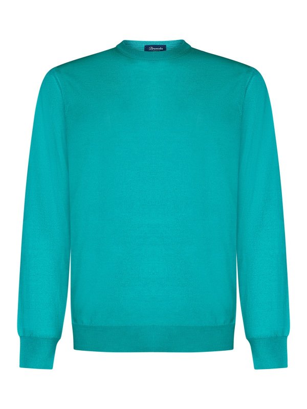 DRUMOHR: crew necks - Aqua green crew-neck pullover