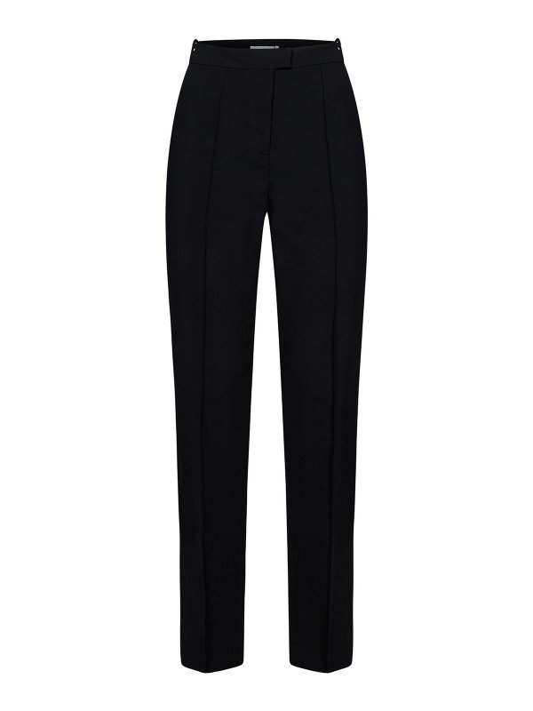 NENSI DOJAKA: casual trousers - Black stretch virgin wool cigarette trousers