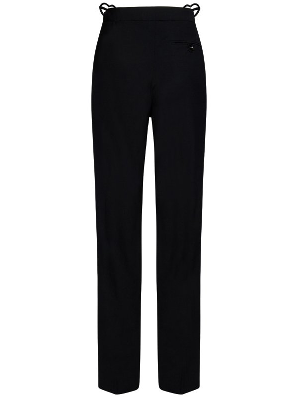 NENSI DOJAKA: casual trousers online - Black stretch virgin wool cigarette trousers