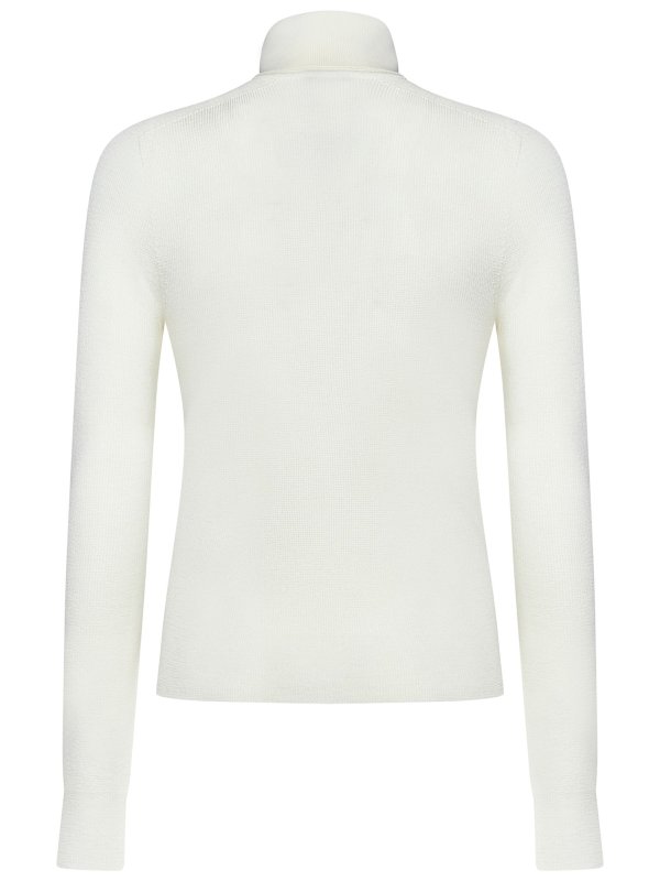 Balmain: crew necks online - Fitted white turtleneck