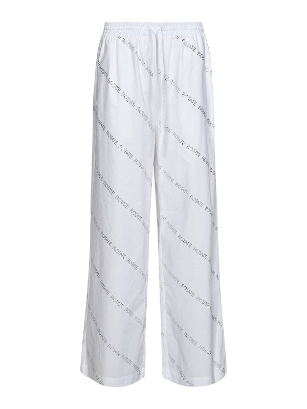 ROTATE Birger Christensen: tracksuit bottoms - White cotton poplin wide-leg trousers