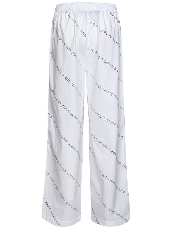 ROTATE Birger Christensen: tracksuit bottoms online - White cotton poplin wide-leg trousers