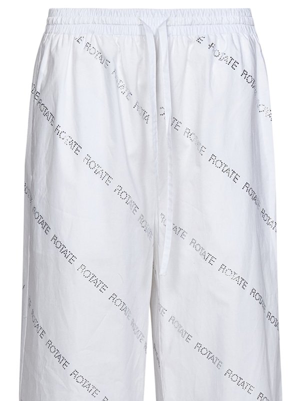 The Best Shops ROTATE Birger Christensen: tracksuit bottoms - White cotton poplin wide-leg trousers