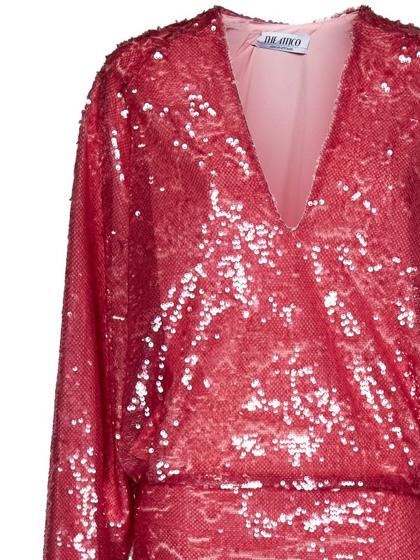 The Best Shops The Attico: Knee length skirts & Midi - Light pink sequined minidress