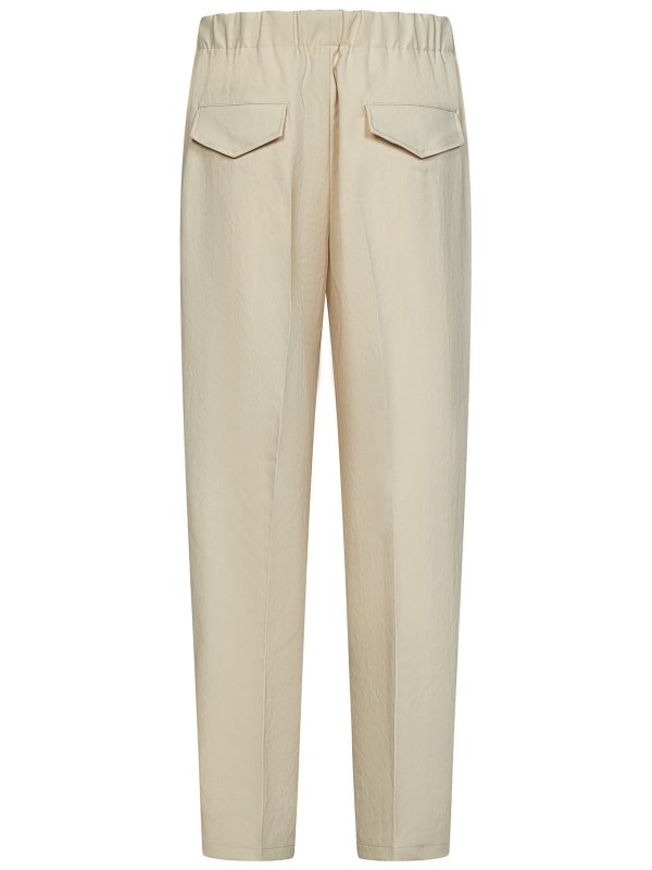 JIL SANDER: straight leg jeans online - Beige polyester serge tapered trousers