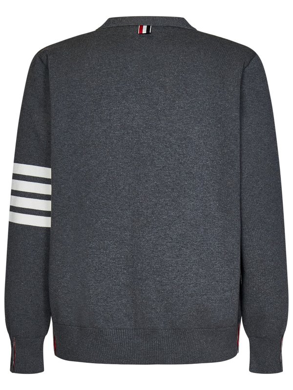 THOM BROWNE: cardigan online - Cardigan scollo a V in cotone punto Milano