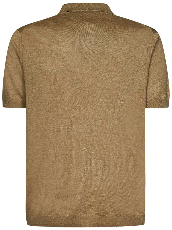 LOW BRAND: polo shirts online - Silk and linen knit short-sleeved polo shirt