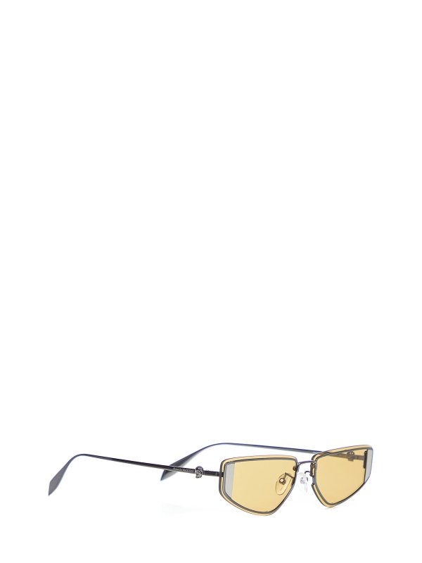 ALEXANDER MCQUEEN: Glasses online - Rectangular cutout grey metal sunglasses