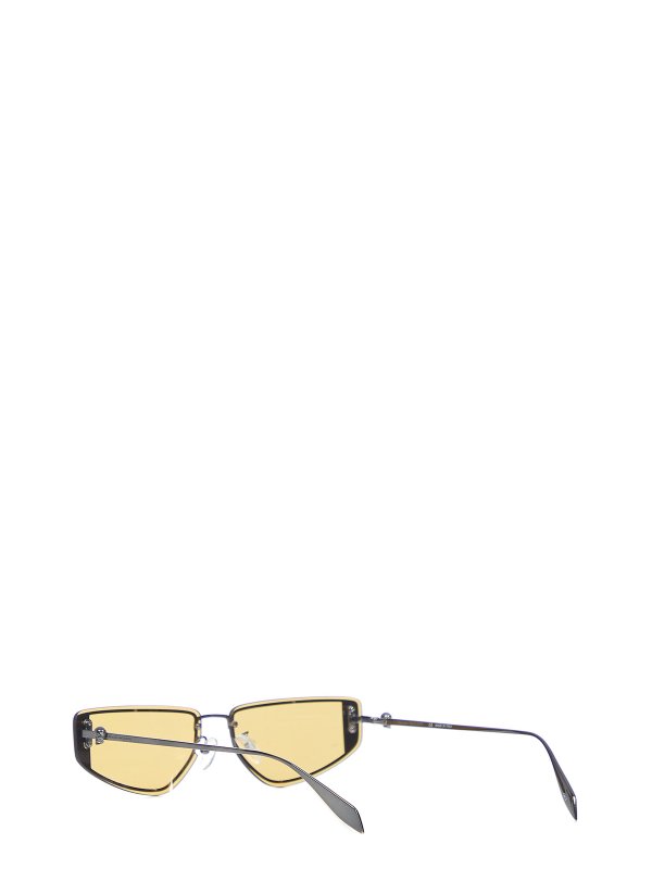 The Best Shops ALEXANDER MCQUEEN: Glasses - Rectangular cutout grey metal sunglasses