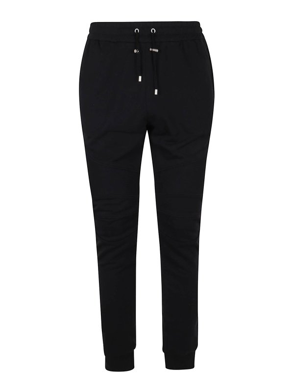 Balmain: casual trousers - Ribbed balmain flock sweatpants