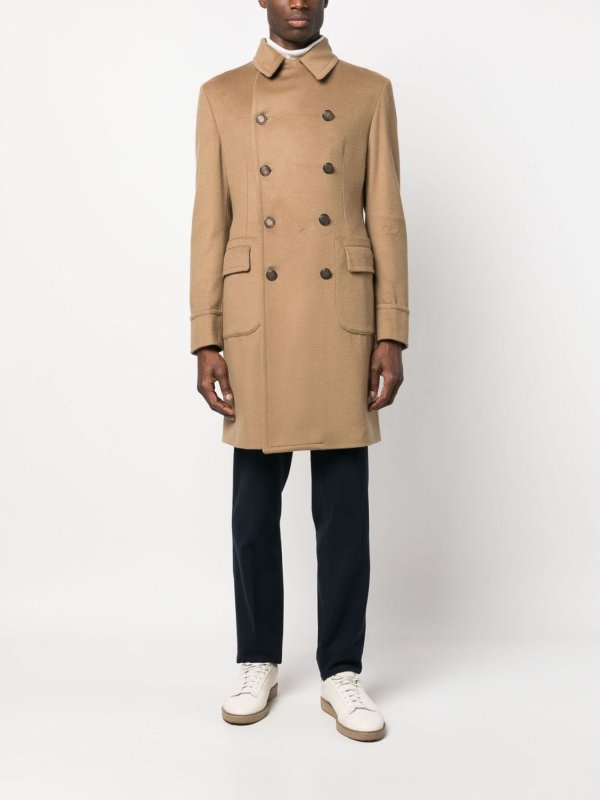 TAGLIATORE: knee length coats online - `bruce` double-breasted coat