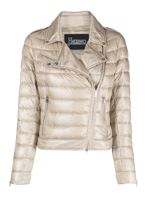 HERNO: padded jackets - Nylon ultralight biker jacket