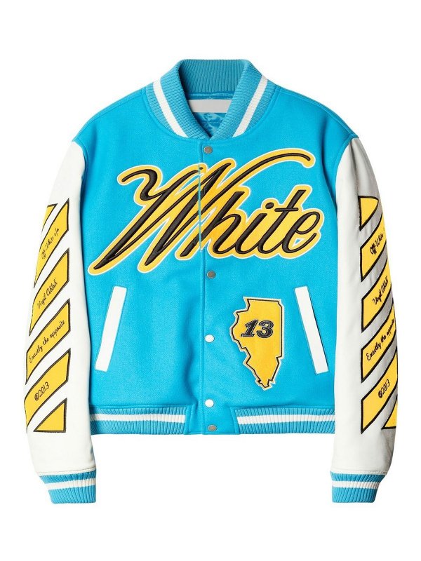 OFF-WHITE: レザージャケット - レザージャケット - ライトブルー