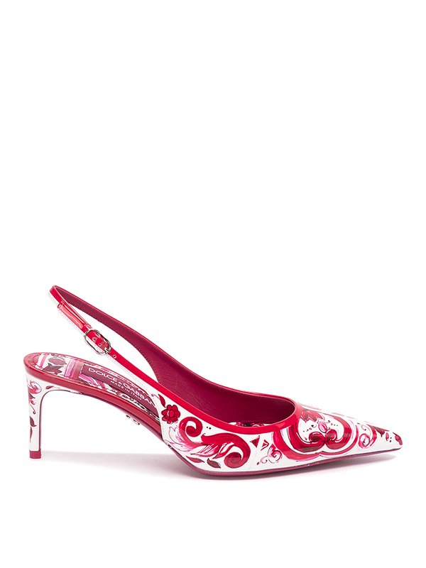 DOLCE & GABBANA: court shoes - Slingback pumps `maiolica` print