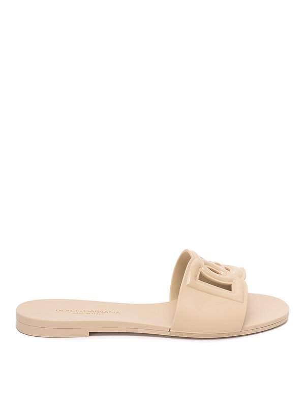 DOLCE & GABBANA: flip flops - Rubber beachwear slides with dg logo