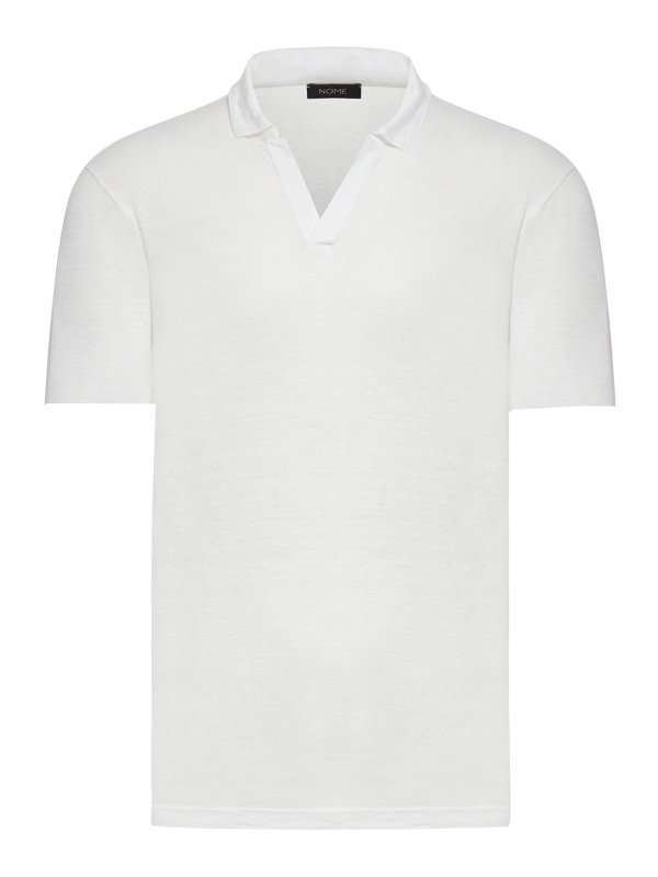NOME: polo shirts - Short sleeve linen polo shirt without buttons