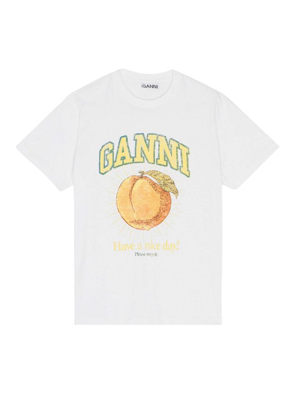 GANNI: Camisetas - Camiseta - Blanco