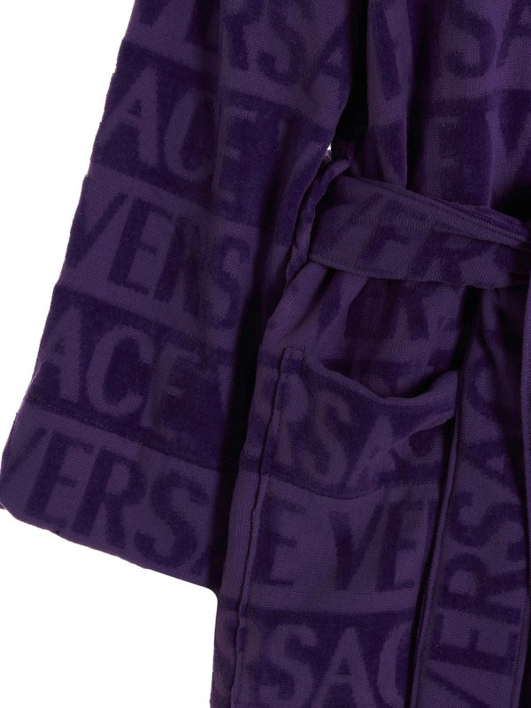 Sequin logo bathrobe shop online: VERSACE