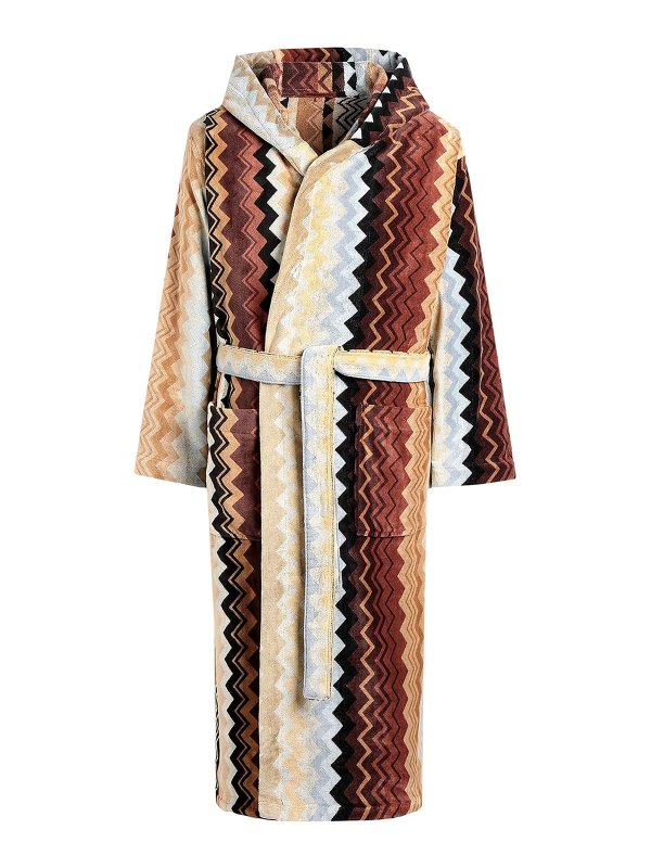MISSONI: homeware - Terry fabric bathrobe with iconic pattern