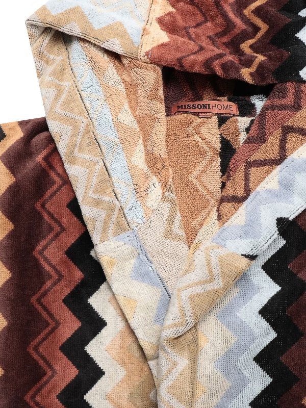 MISSONI: homeware online - Terry fabric bathrobe with iconic pattern