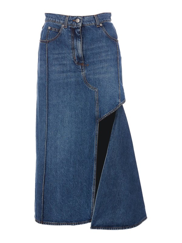 ALEXANDER MCQUEEN: Knee length skirts & Midi - McQueen Denim Asymmetrical Skirt