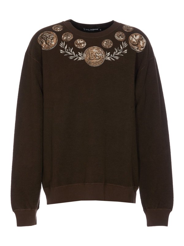 DOLCE & GABBANA: Sweatshirts und Pullover - Sweatshirt - Braun