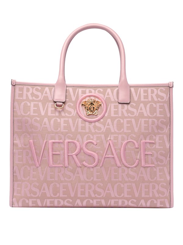 VERSACE: Handtaschen - Shopper - Nude