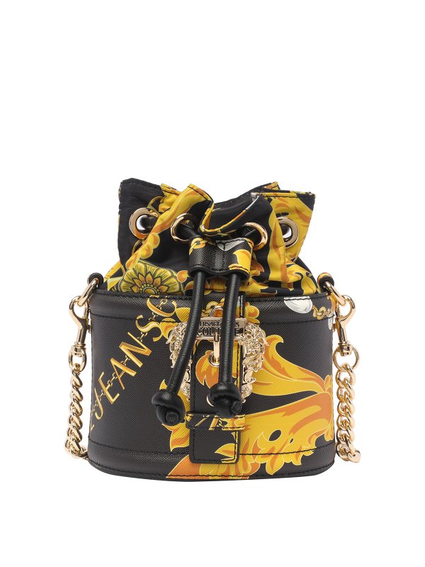 Versace Jeans Couture: バケットバッグ - クロスボディバッグ - 黒