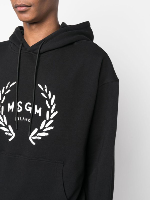 MSGM Logo-Print Cotton Hoodie shop online: m.s.g.m.