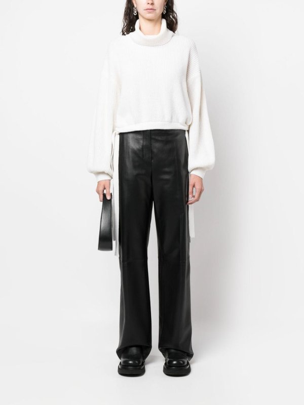 m.s.g.m.: crew necks online - MSGM Cropped Knit Roll-Neck Jumper