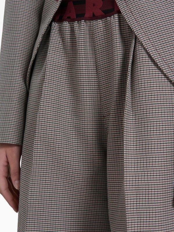 Marni: Trousers Shorts online - Marni Logo-Waistband Houndstooth Trousers