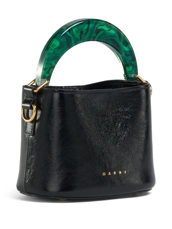 Venice Mini Bucket Bag in black leather