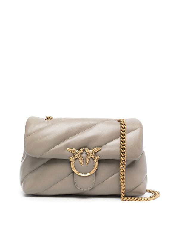 Pinko: cross body bags - Pinko Classic Love Puff Shoulder Bag in Beige
