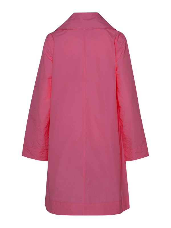 GANNI: short coats online - Pink polyester coat