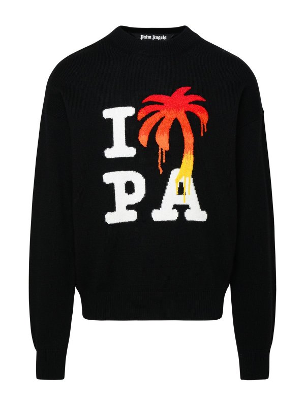 Palm Angels: Pull col rond - Pull Col Rond - Noir