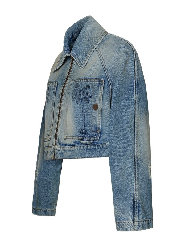 The Best Shops Palm Angels: denim jacket - Giubbino paris in denim azzurro