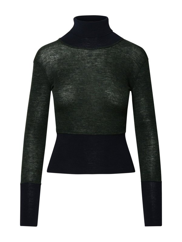 THOM BROWNE: Turtlenecks & Polo necks - Turtleneck in green and black wool