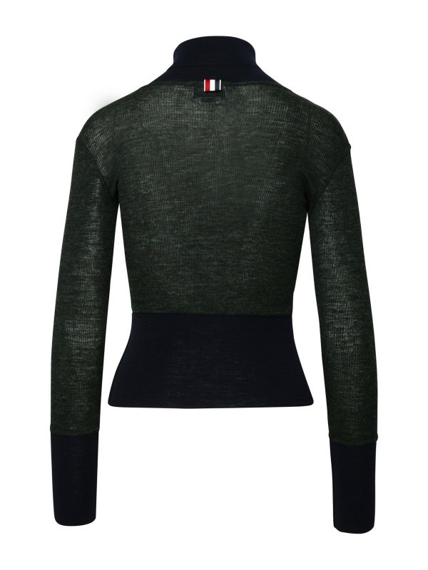 THOM BROWNE: Turtlenecks & Polo necks online - Turtleneck in green and black wool