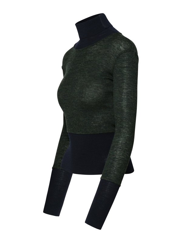 The Best Shops THOM BROWNE: Turtlenecks & Polo necks - Turtleneck in green and black wool