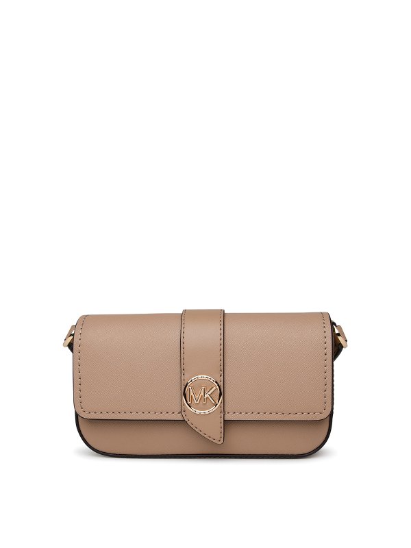 MICHAEL KORS: borse a tracolla - Tracolla greenwich in pelle beige