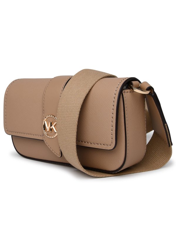 MICHAEL KORS: borse a tracolla online - Tracolla greenwich in pelle beige