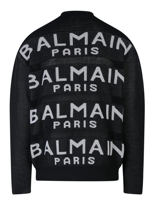 Balmain: Strickpullover mit Rundhalsausschnitt online - Rundhalspullover - Schwarz