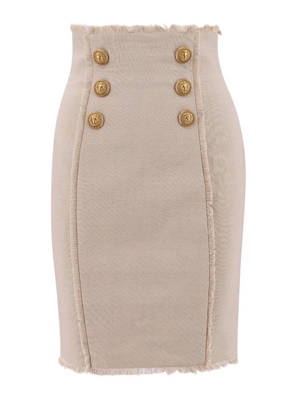 Balmain: ニーレングススカート＆ミディ丈 - 膝丈/ミディスカート - ベージュ